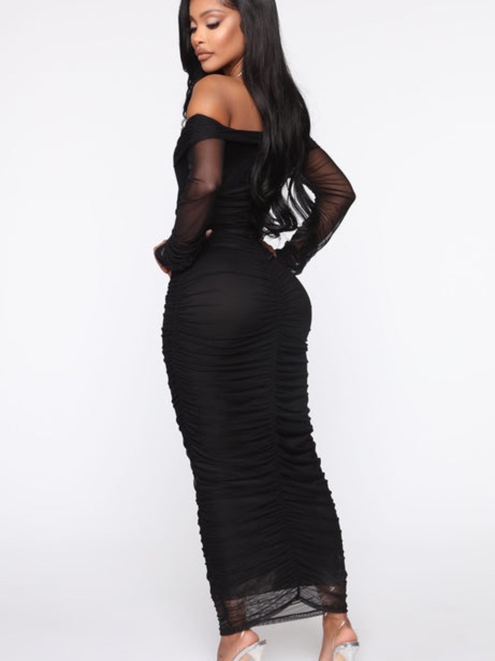 Fashion Nova Top Trend Ruched Maxi Dress - Black - Picture 2 of 4